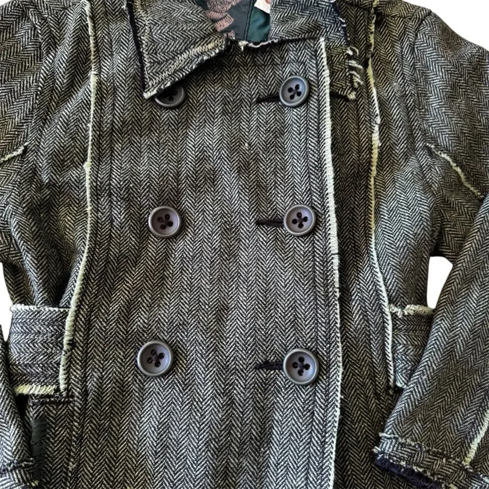 Z Brand Kids’ Tweed Double-Breasted Distressed Green Lightweight Jacket Size 10